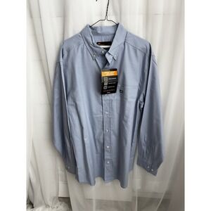 Berne LG‎ Tall Flex180 Foreman Long Sleeve Shirt- Light Blue & White - NWT! 0483